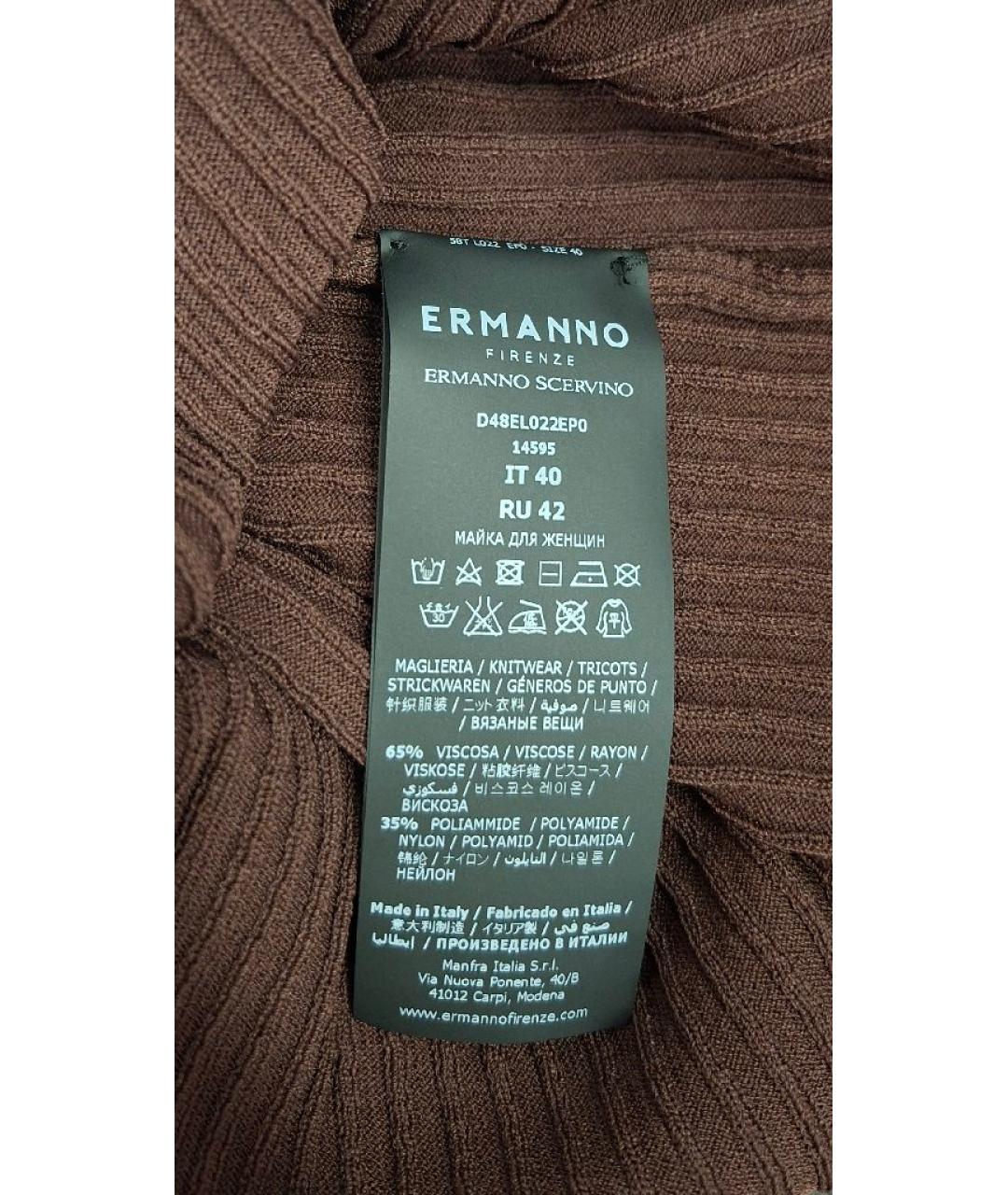 ERMANNO FIRENZE Коричневая вискозная майка, фото 5