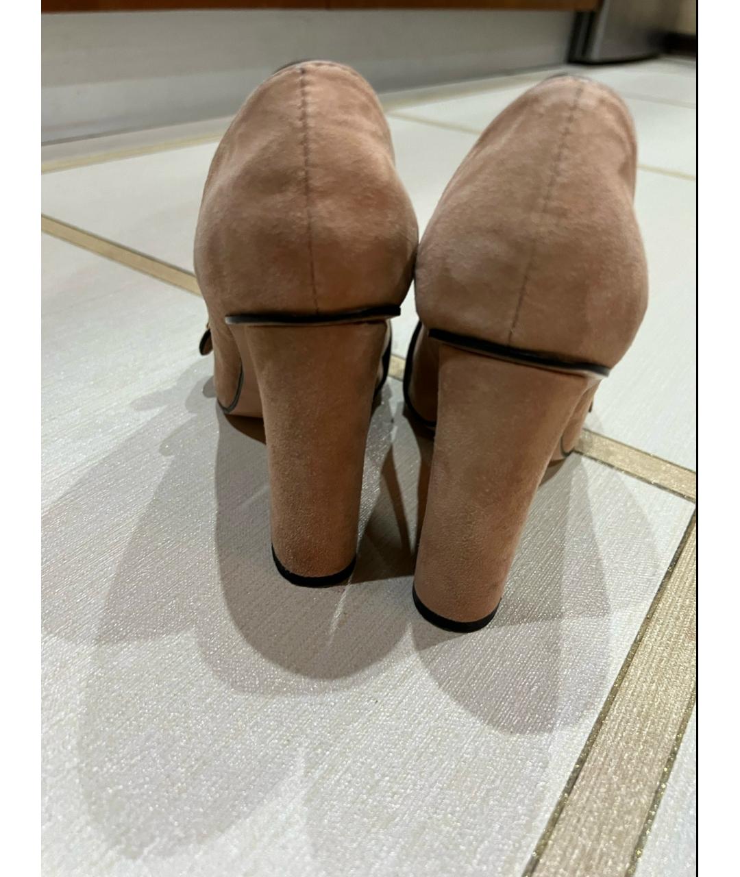 GUCCI Бежевые замшевые туфли, фото 4