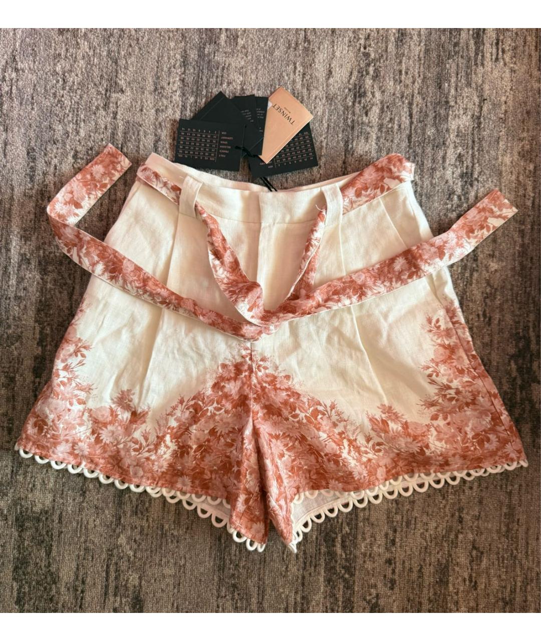 TWIN-SET Белые льняные шорты, фото 3