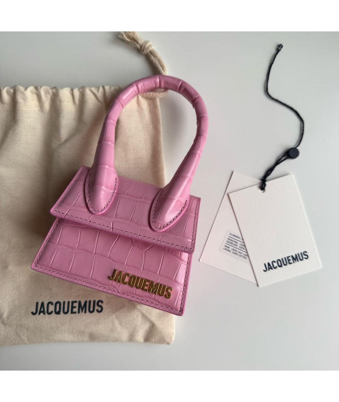 JACQUEMUS Розовая сумка через плечо из искусственной кожи, фото 5