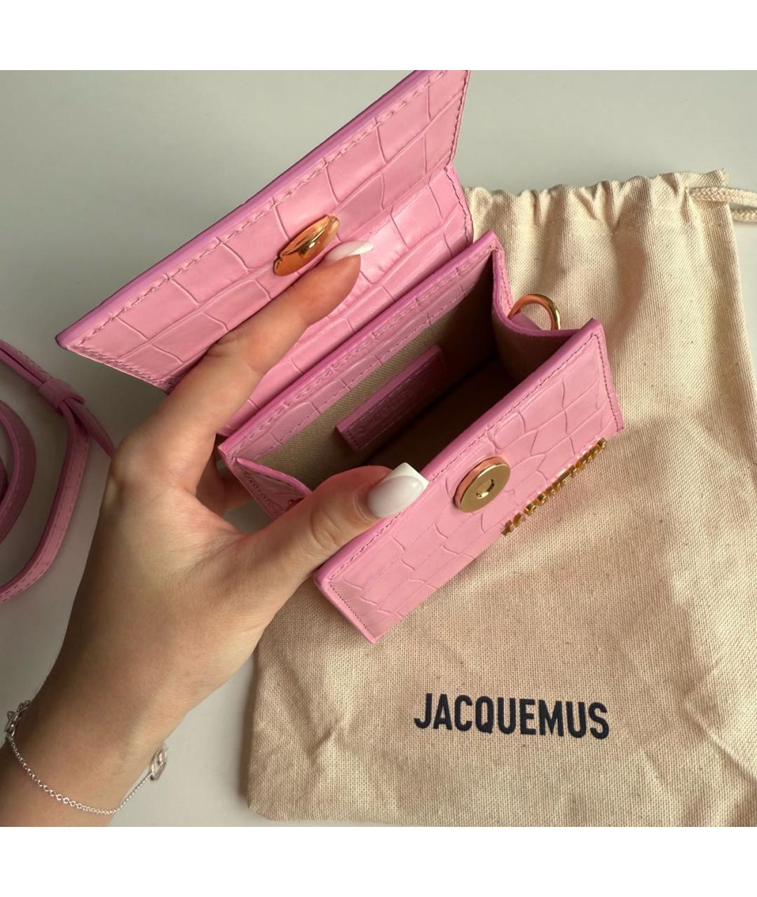 JACQUEMUS Розовая сумка через плечо из искусственной кожи, фото 4