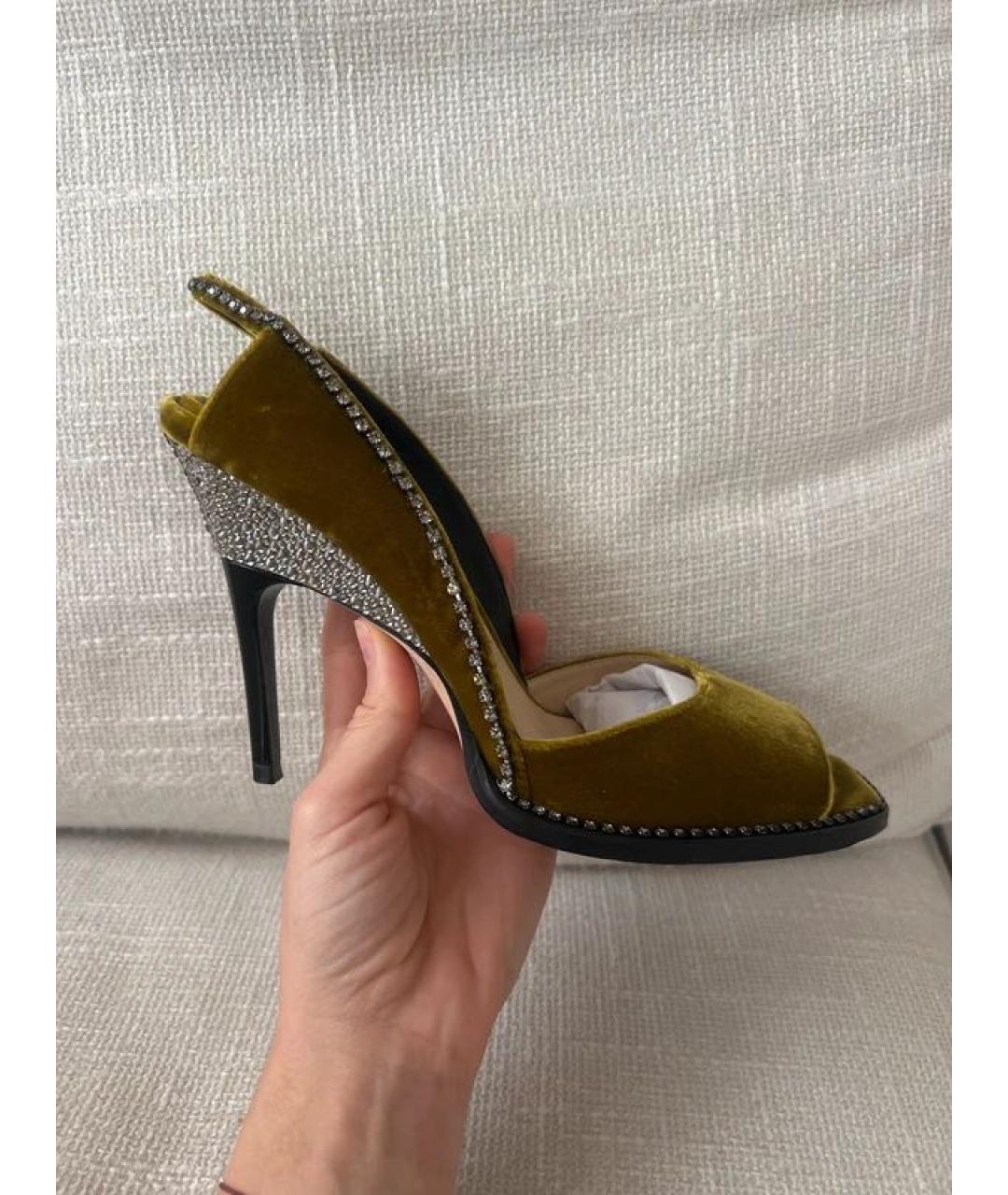 JIMMY CHOO Хаки бархатные туфли, фото 6