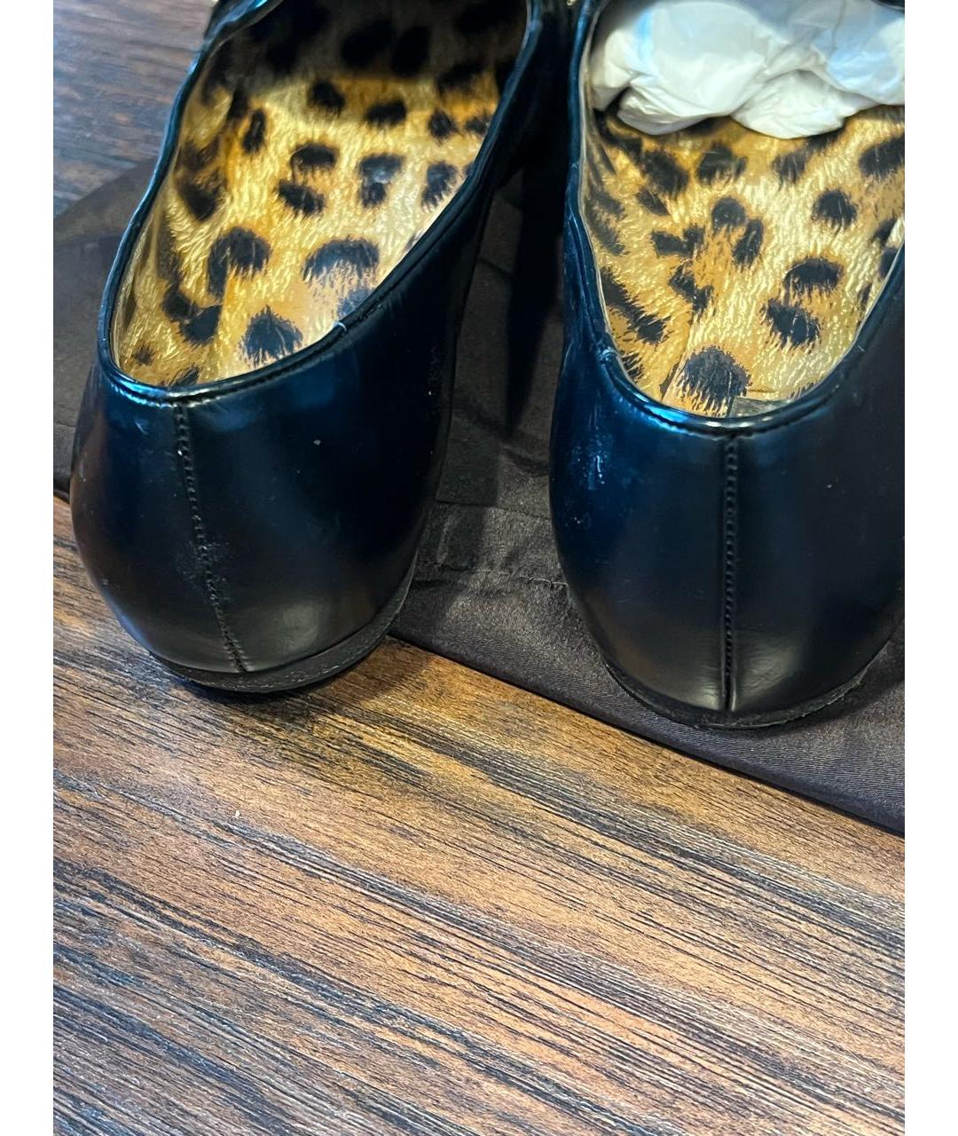 ROBERTO CAVALLI Черные кожаные балетки, фото 4