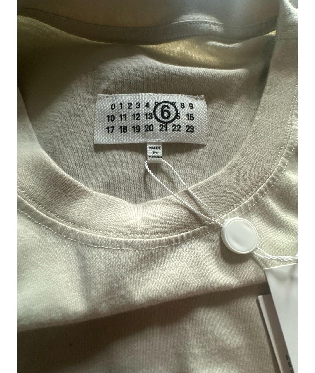 MM6 MAISON MARGIELA Бежевая хлопковая футболка, фото 4