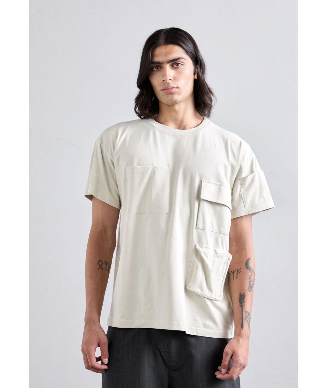 MM6 MAISON MARGIELA Бежевая хлопковая футболка, фото 5