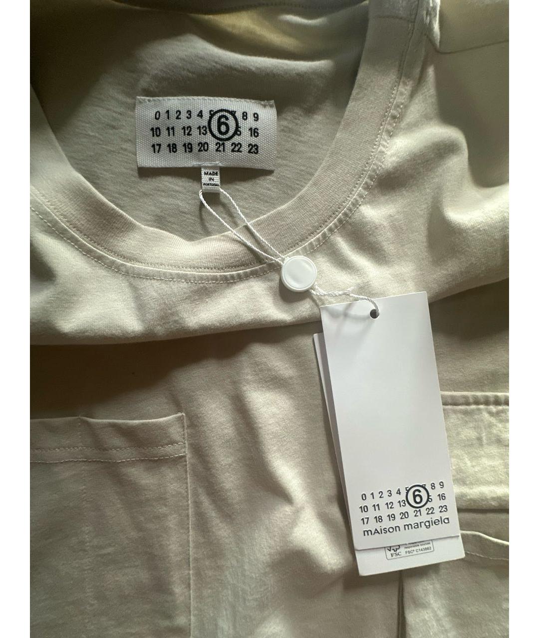 MM6 MAISON MARGIELA Бежевая хлопковая футболка, фото 3