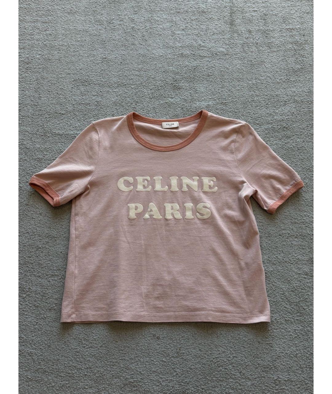 CELINE Розовая хлопковая футболка, фото 5