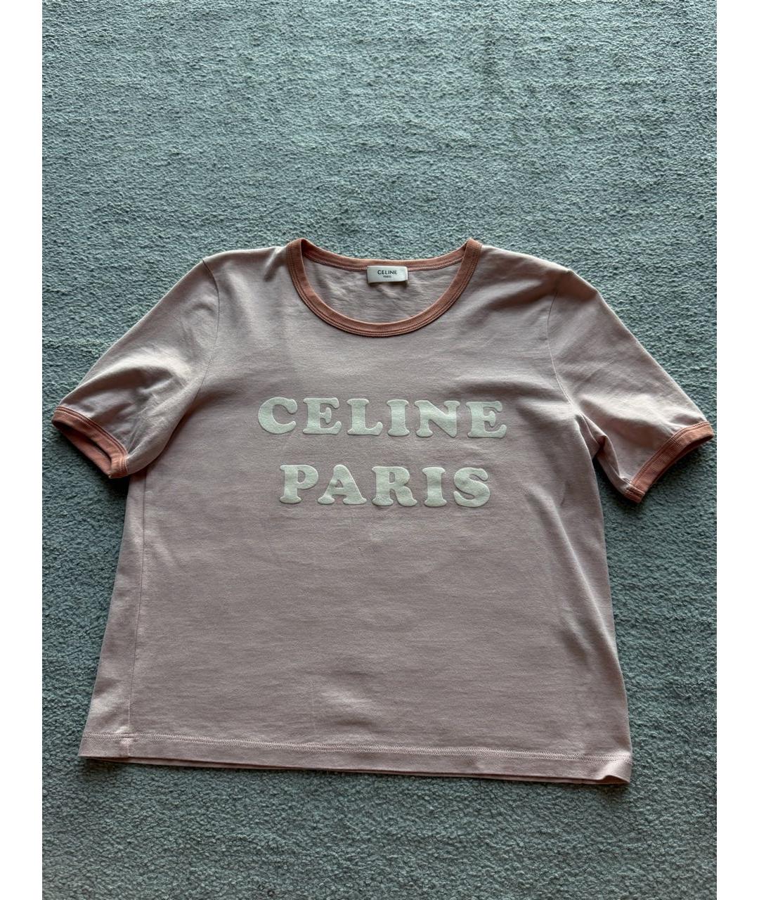 CELINE Розовая хлопковая футболка, фото 4