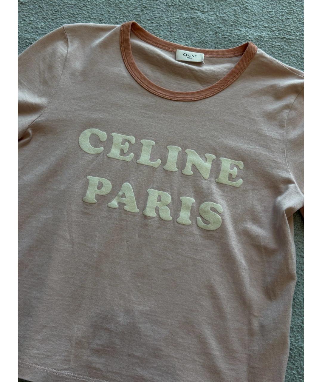CELINE Розовая хлопковая футболка, фото 3
