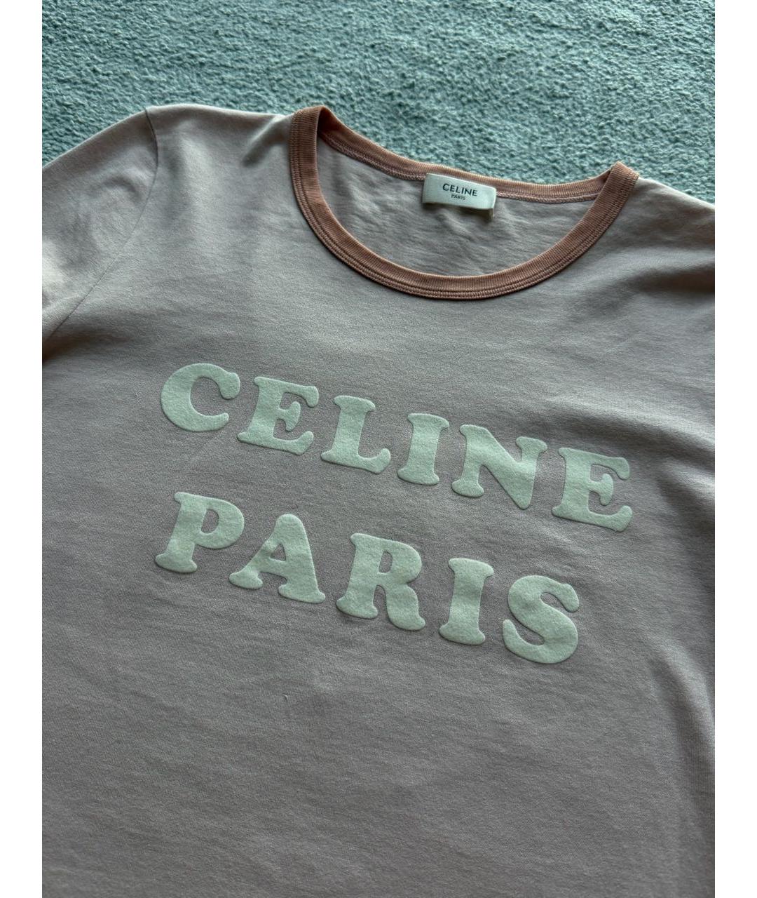 CELINE Розовая хлопковая футболка, фото 2
