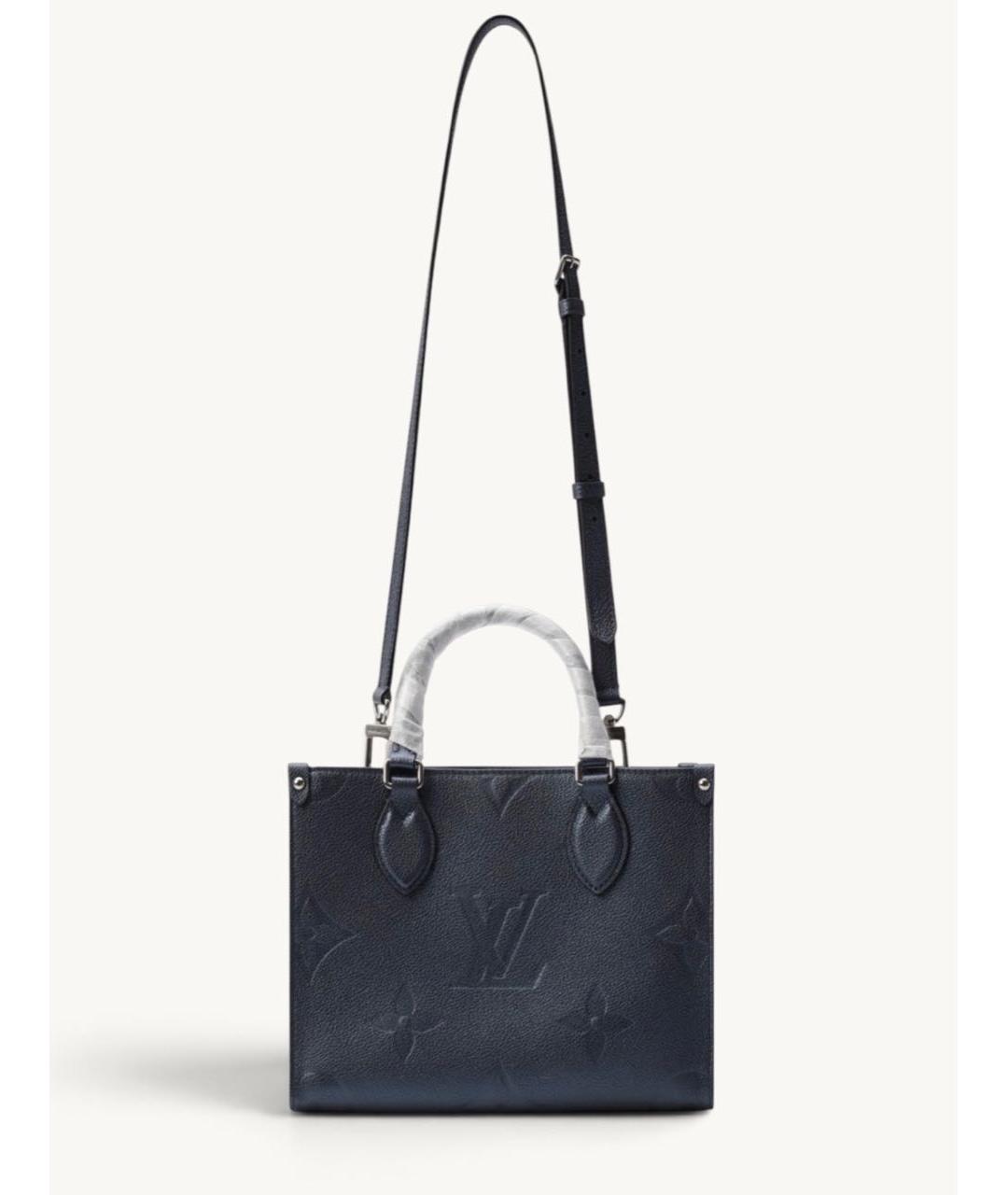 LOUIS VUITTON Темно-синяя кожаная сумка с короткими ручками, фото 3