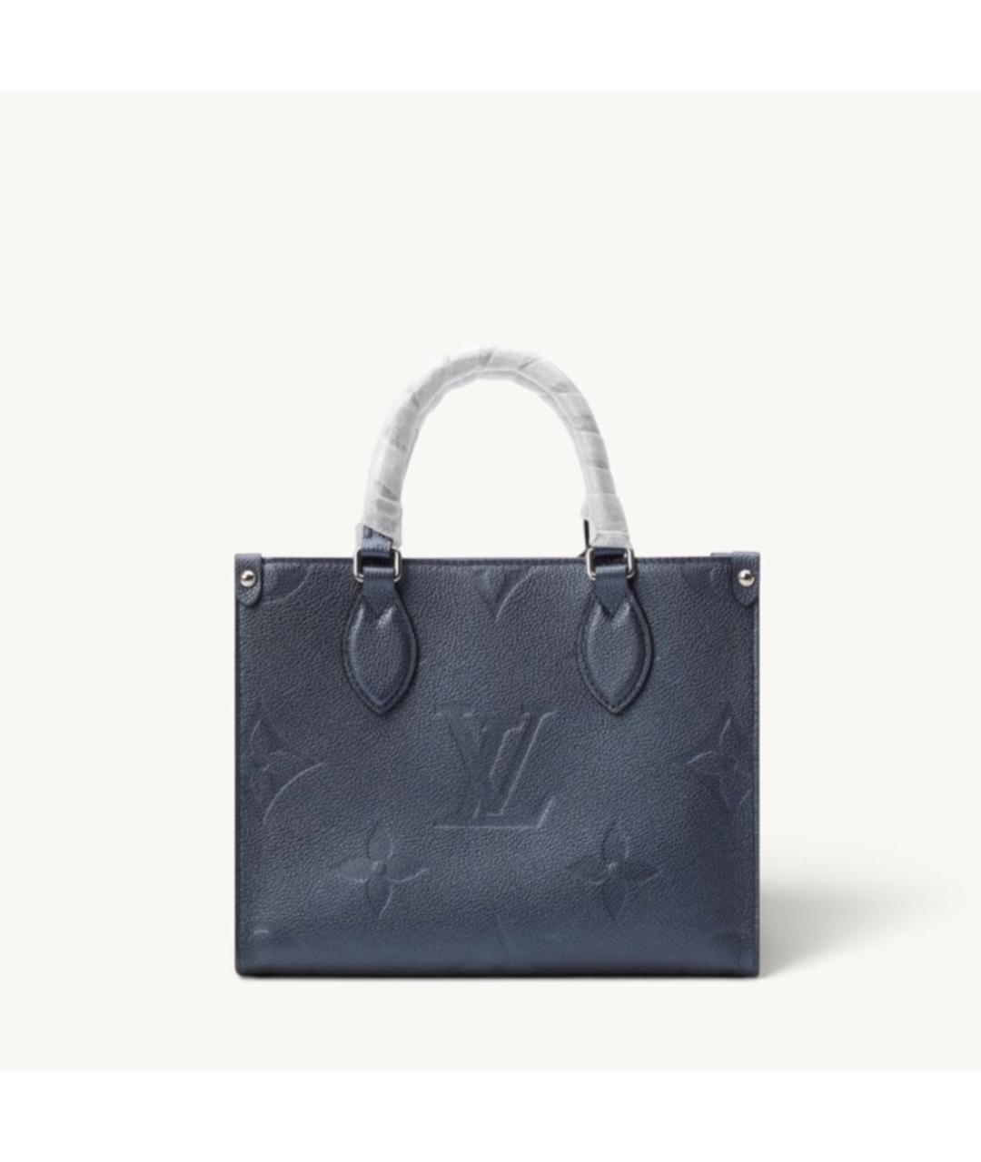 LOUIS VUITTON Темно-синяя кожаная сумка с короткими ручками, фото 5
