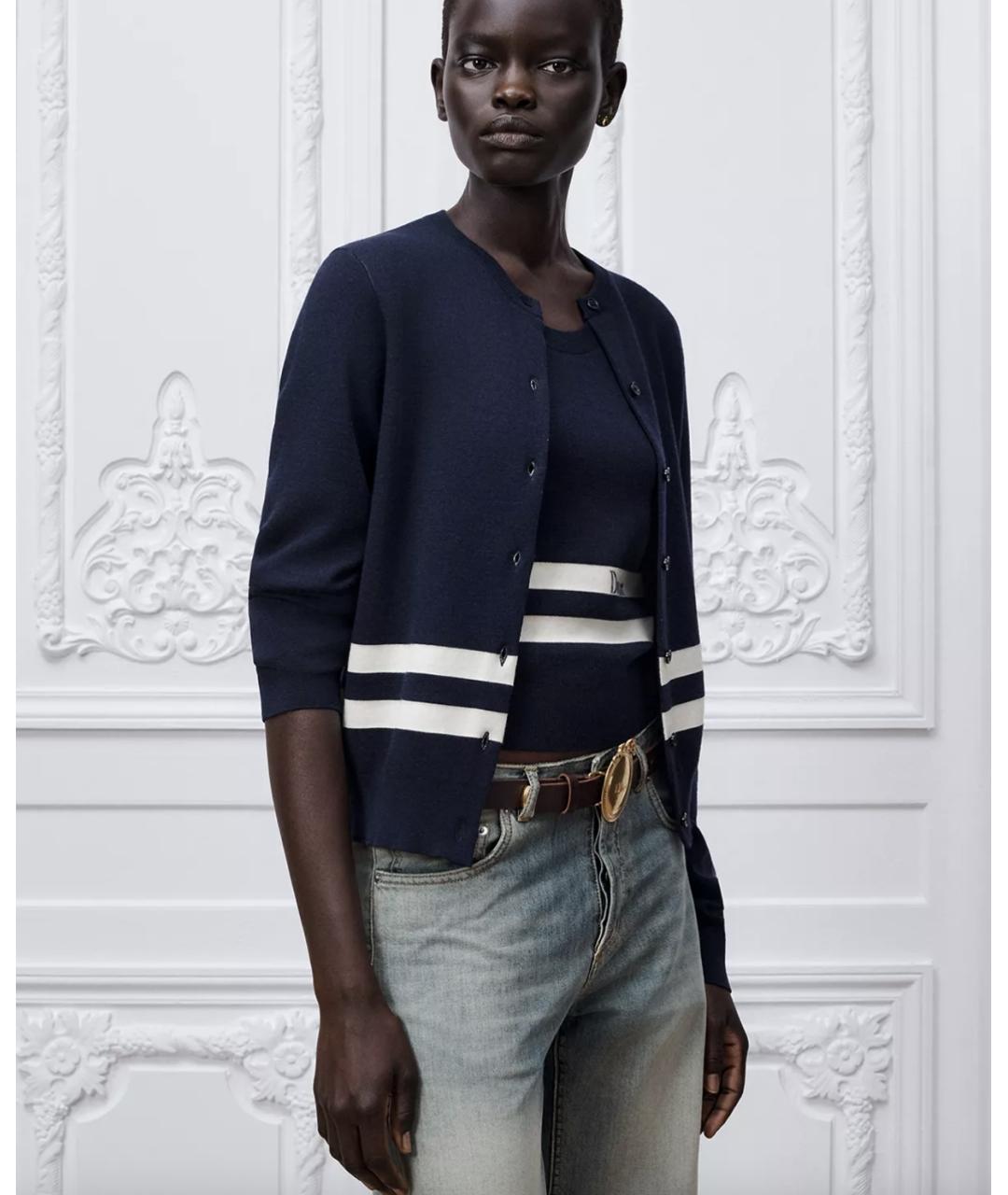 CHRISTIAN DIOR Синий шерстяной кардиган, фото 3