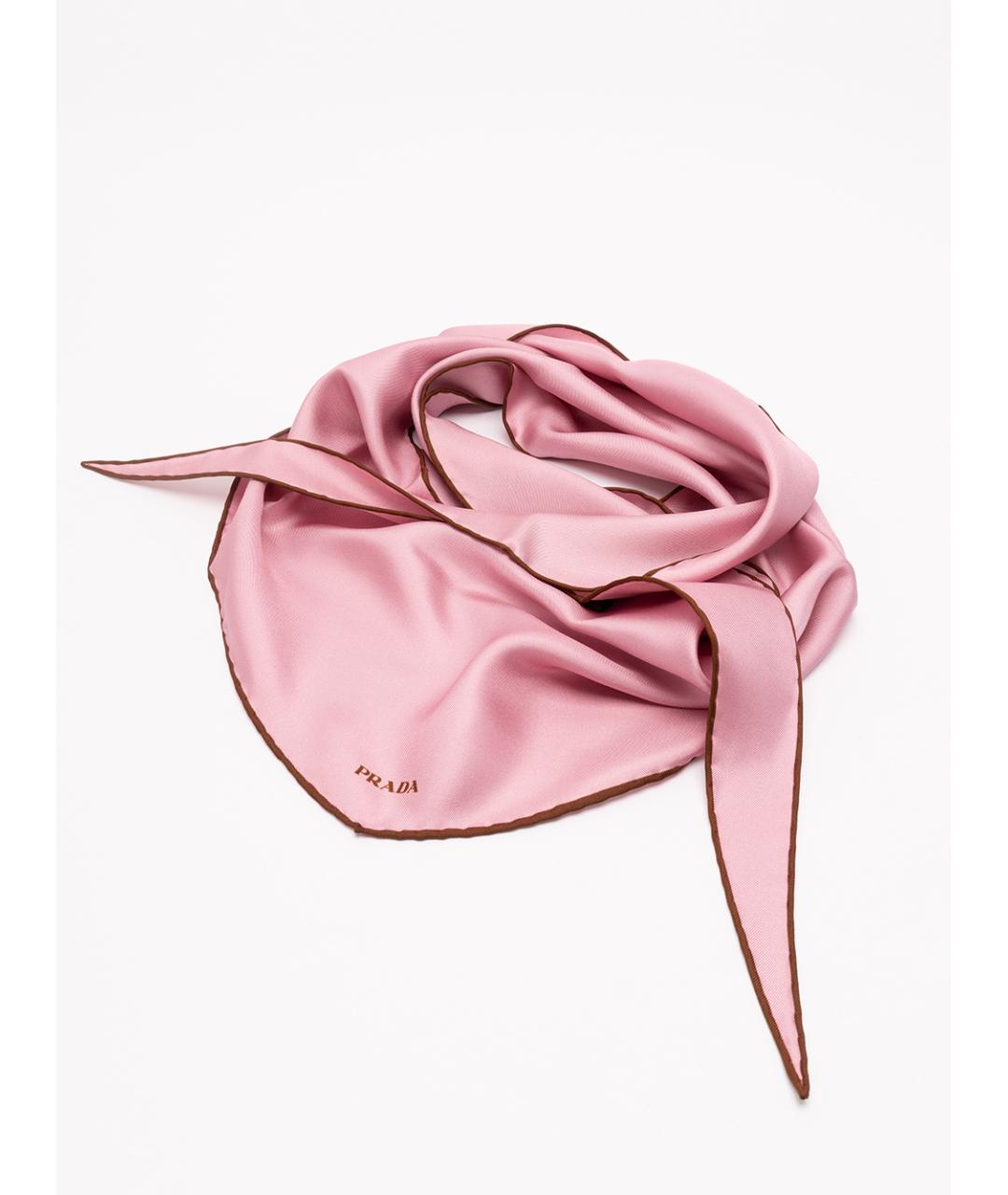 PRADA Розовый шелковый шарф, фото 3