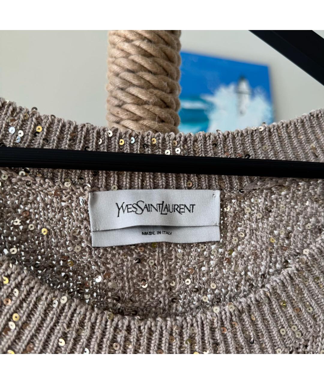 SAINT LAURENT Золотая шелковая жилетка, фото 4