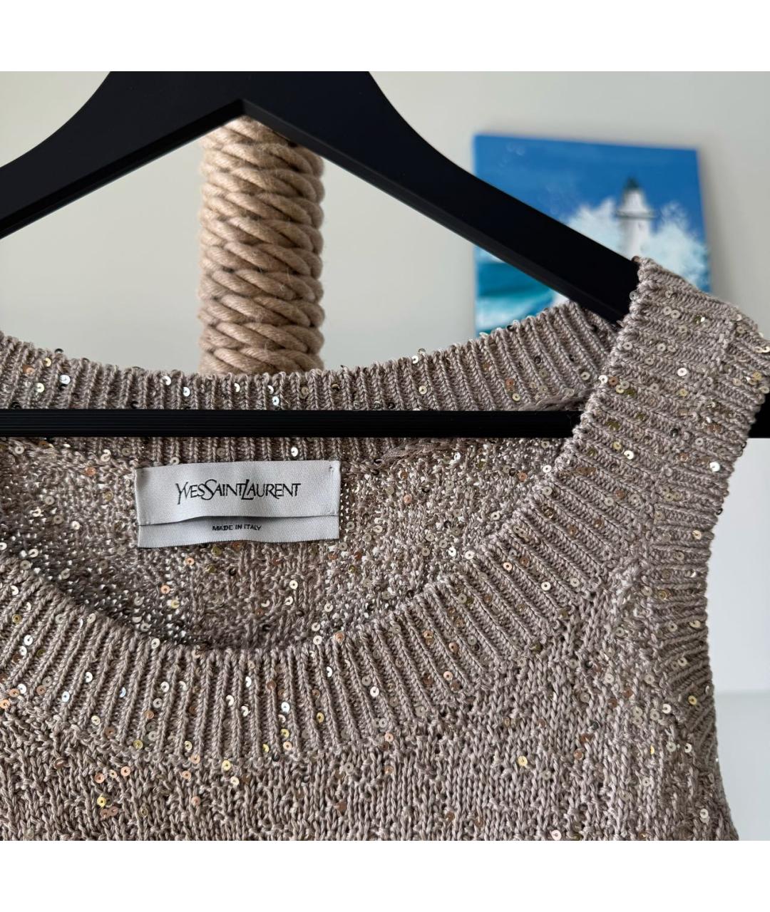 SAINT LAURENT Золотая шелковая жилетка, фото 3