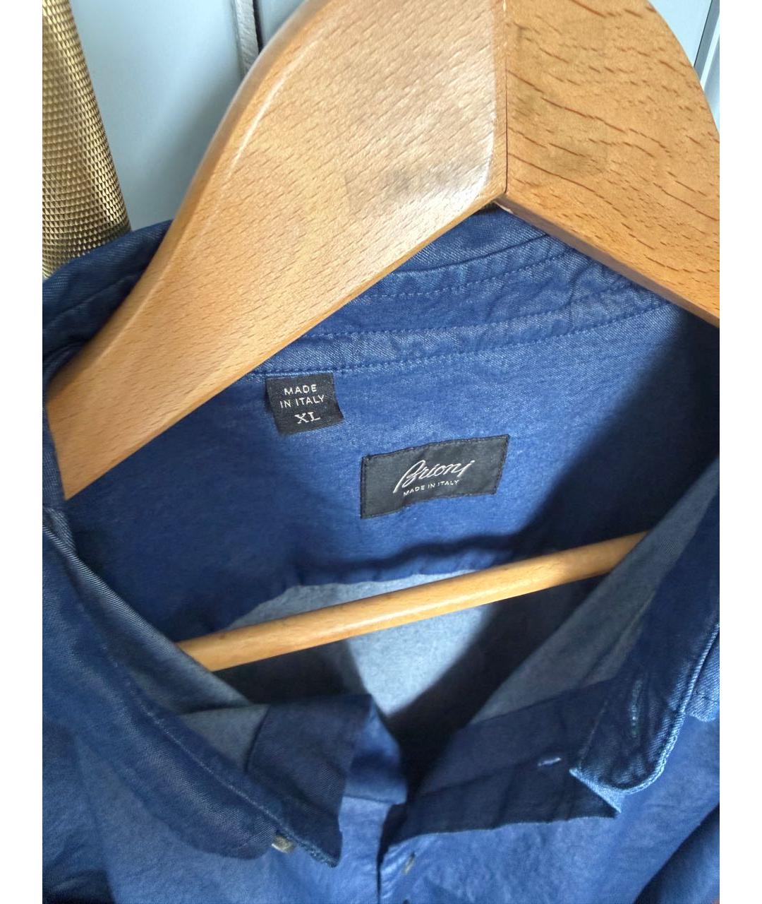 BRIONI Синяя хлопковая кэжуал рубашка, фото 4