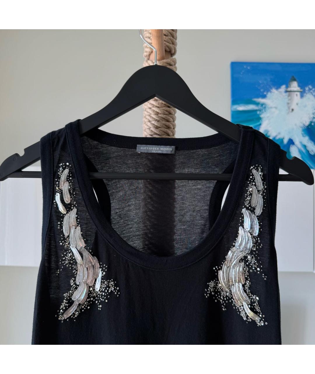 ALEXANDER MCQUEEN Черная хлопковая майка, фото 2
