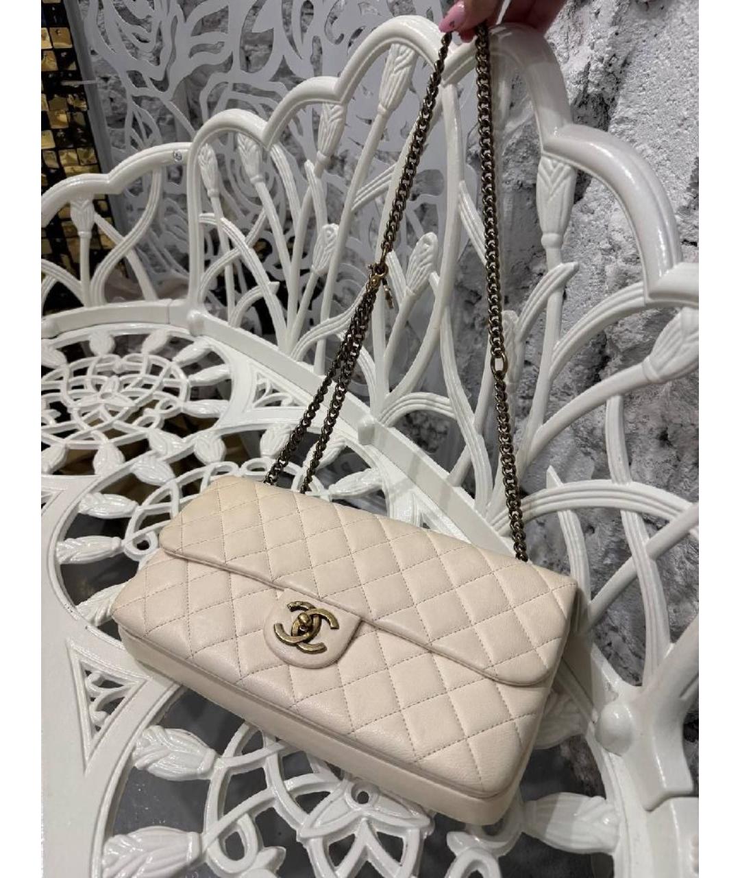CHANEL Бежевая кожаная сумка через плечо, фото 2