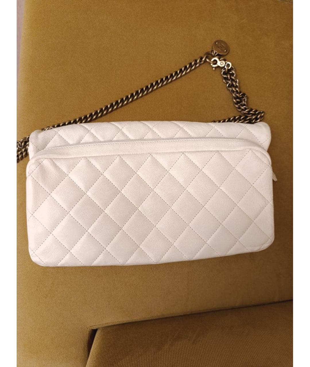 CHANEL Бежевая кожаная сумка через плечо, фото 9