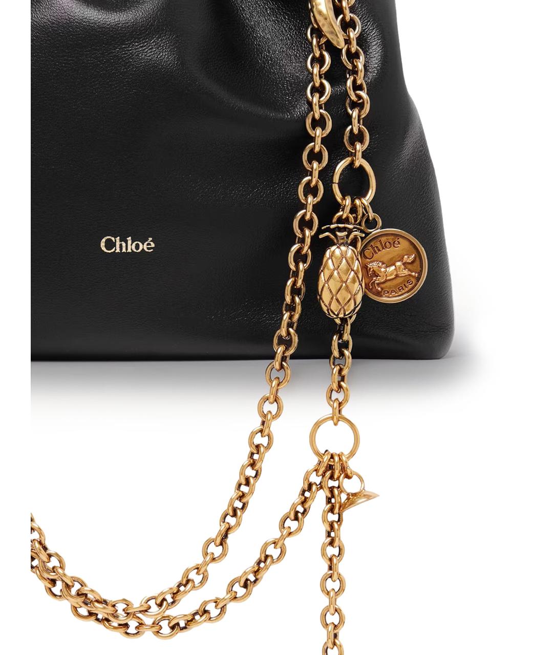 CHLOE Черная кожаная сумка тоут, фото 4