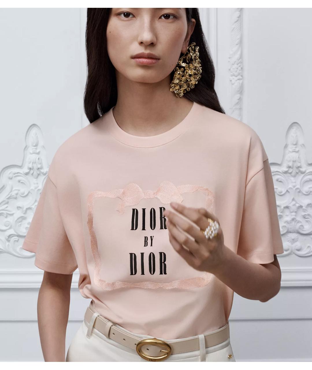 CHRISTIAN DIOR Розовая хлопковая футболка, фото 3