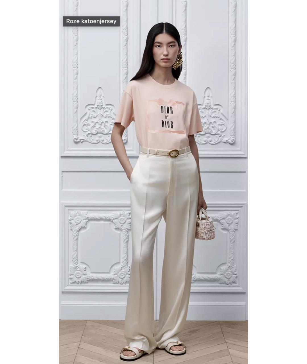 CHRISTIAN DIOR Розовая хлопковая футболка, фото 4