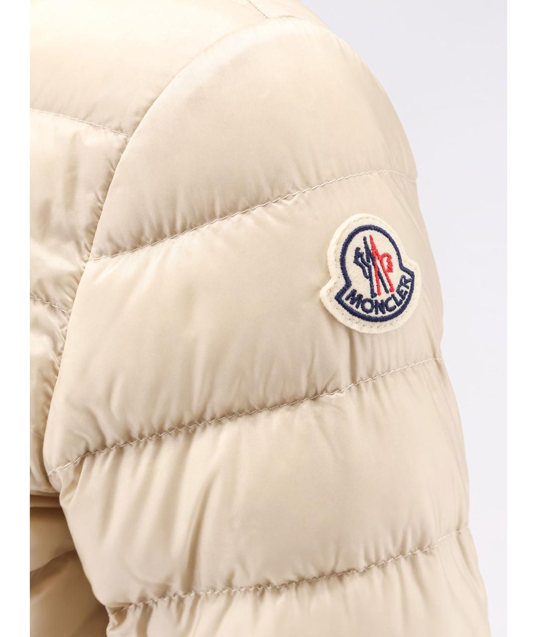 MONCLER Бежевый полиамидовый пуховик, фото 3