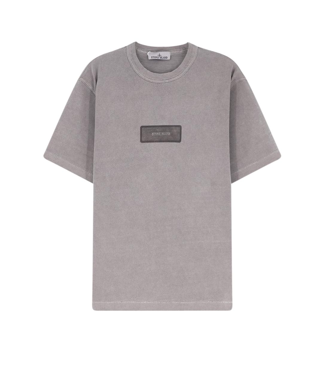 STONE ISLAND Серая хлопковая футболка, фото 1