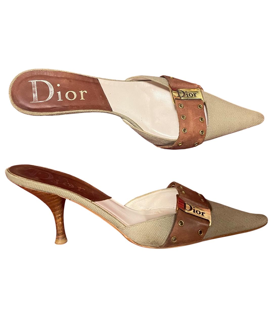 CHRISTIAN DIOR Хаки кожаные мюли, фото 7