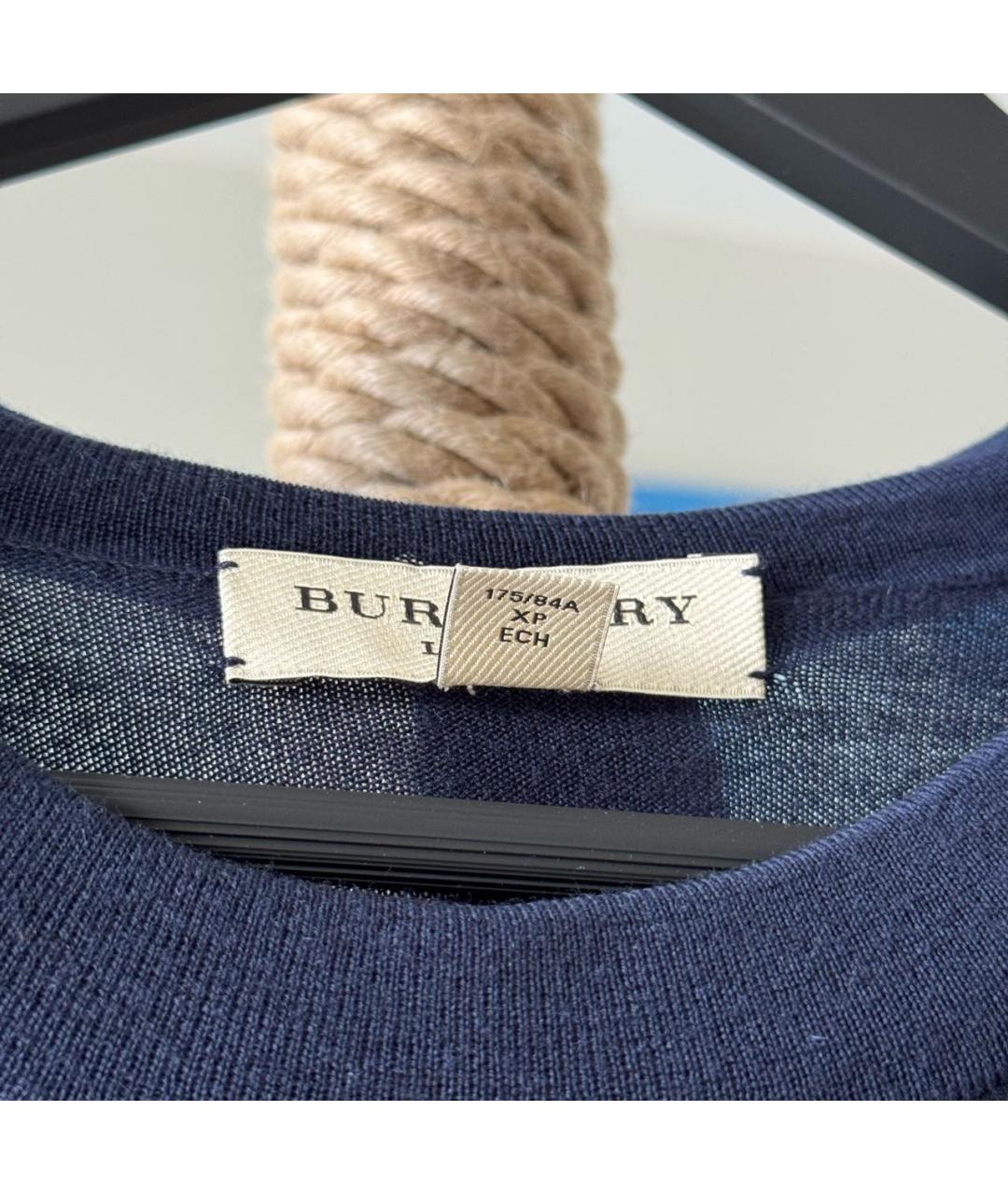 BURBERRY Темно-синий шерстяной джемпер / свитер, фото 5
