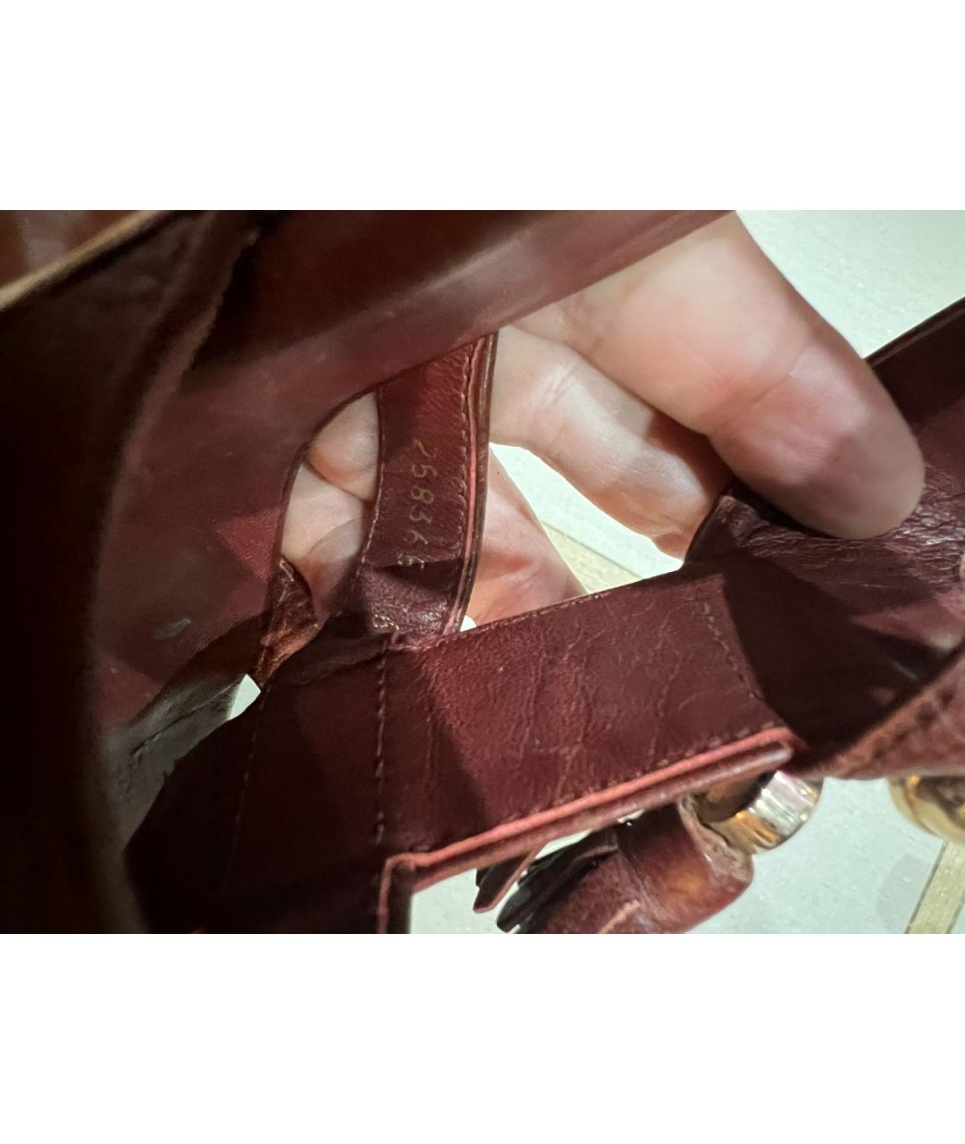 GUCCI Бордовые кожаные босоножки, фото 6