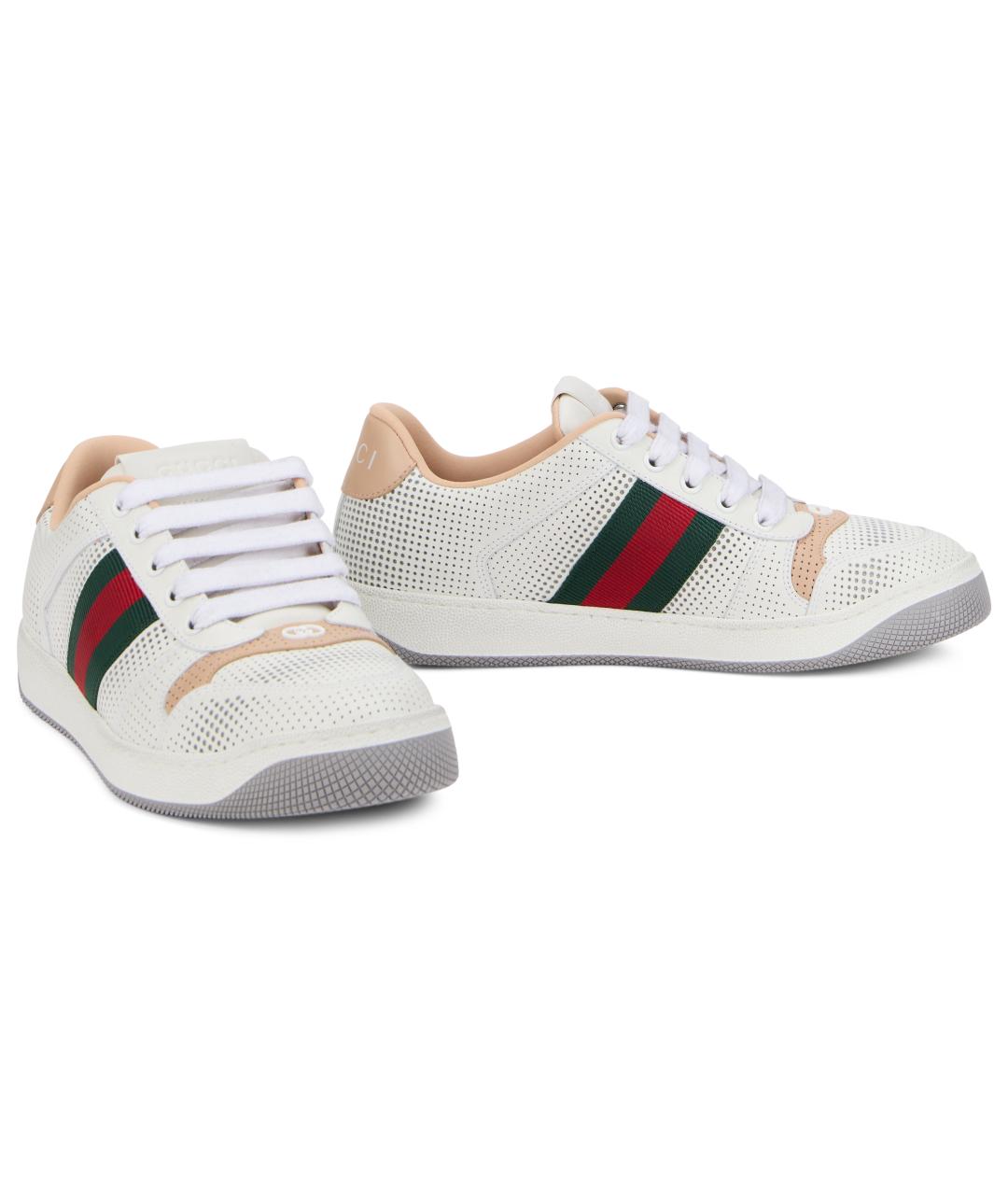GUCCI Белые кожаные кроссовки, фото 2