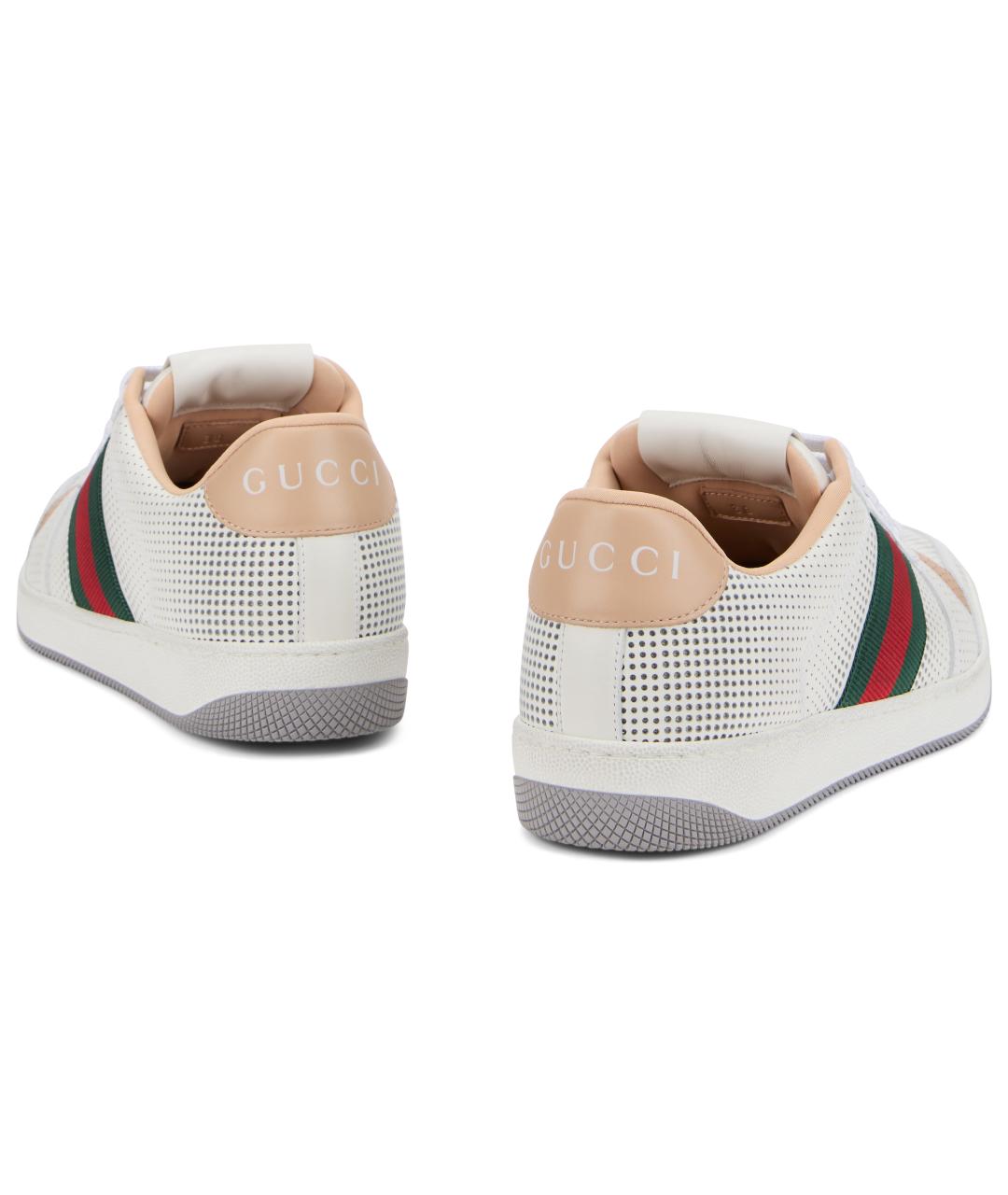 GUCCI Белые кожаные кроссовки, фото 3