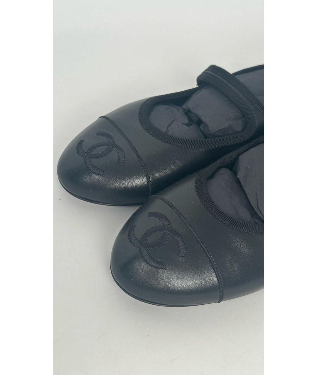 CHANEL Черные кожаные балетки, фото 3