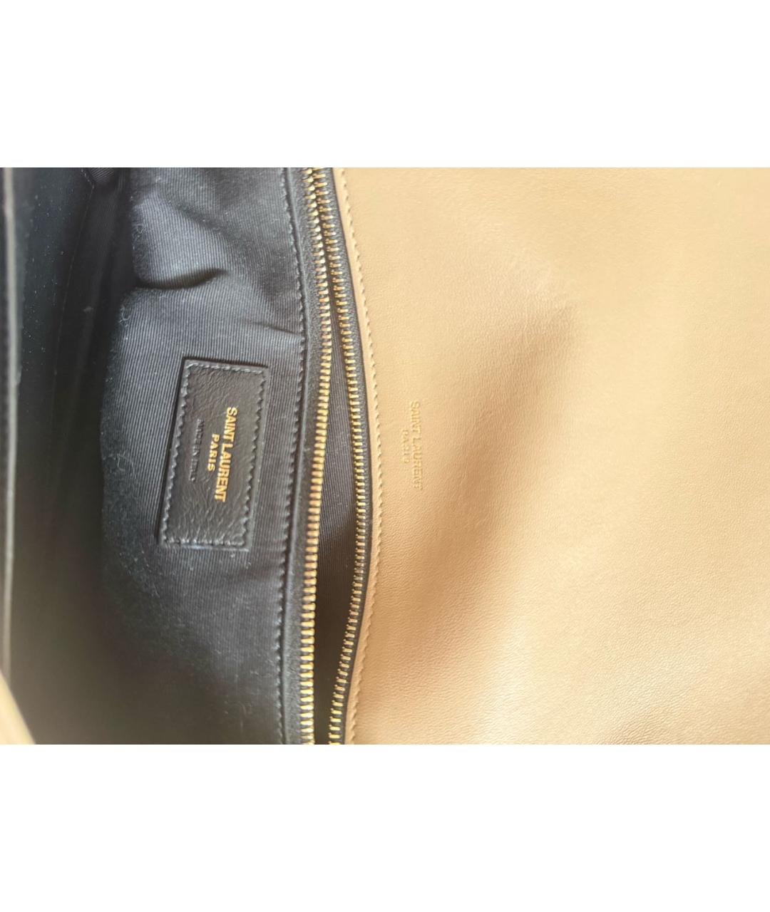 SAINT LAURENT Бежевая кожаная сумка тоут, фото 7
