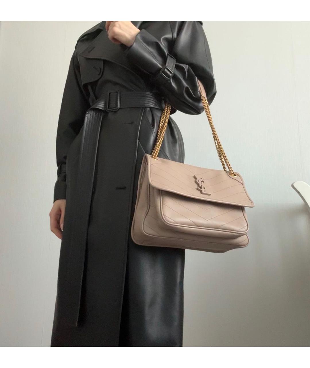 SAINT LAURENT Бежевая кожаная сумка тоут, фото 8