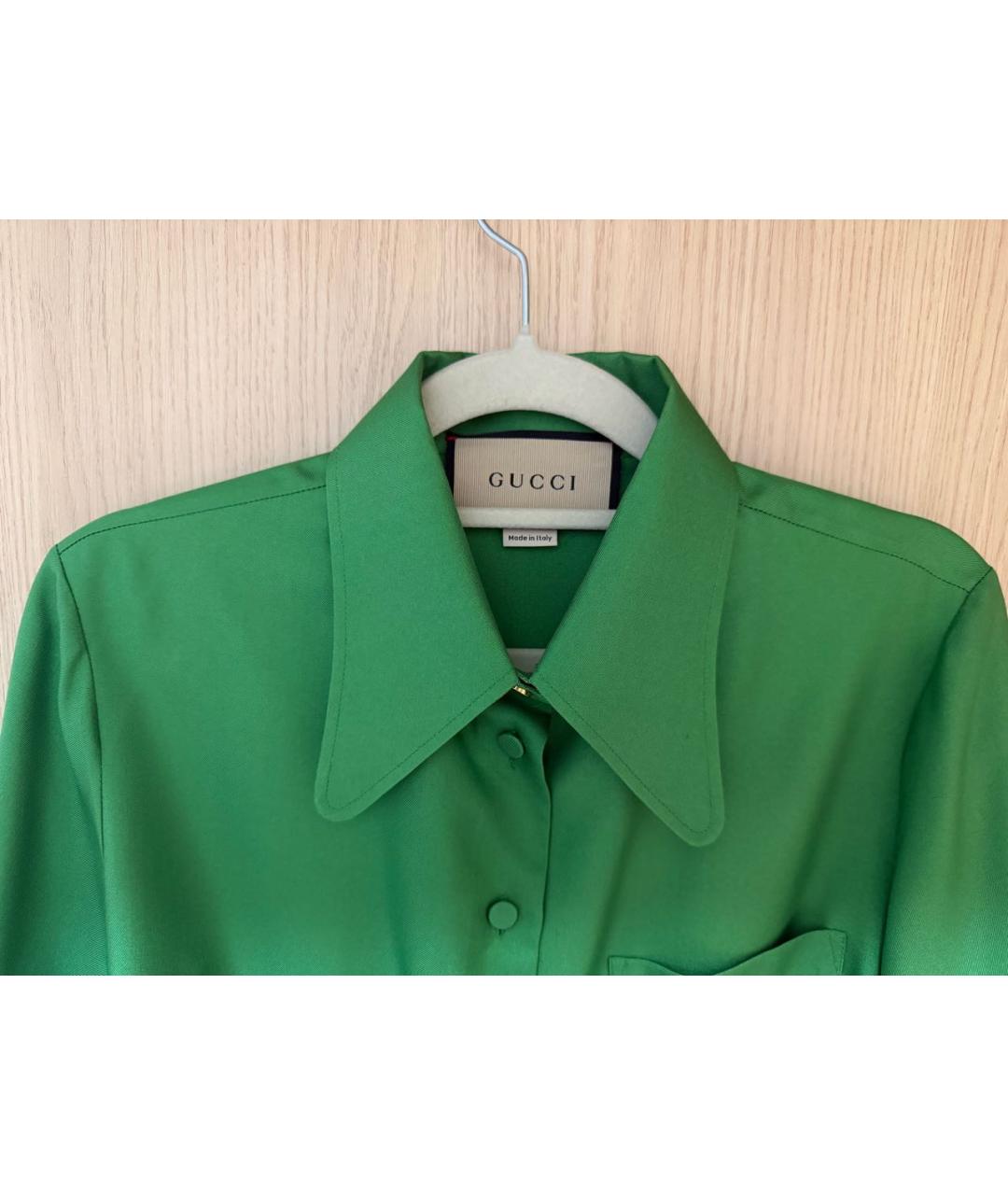 GUCCI Зеленая шелковая блузы, фото 3