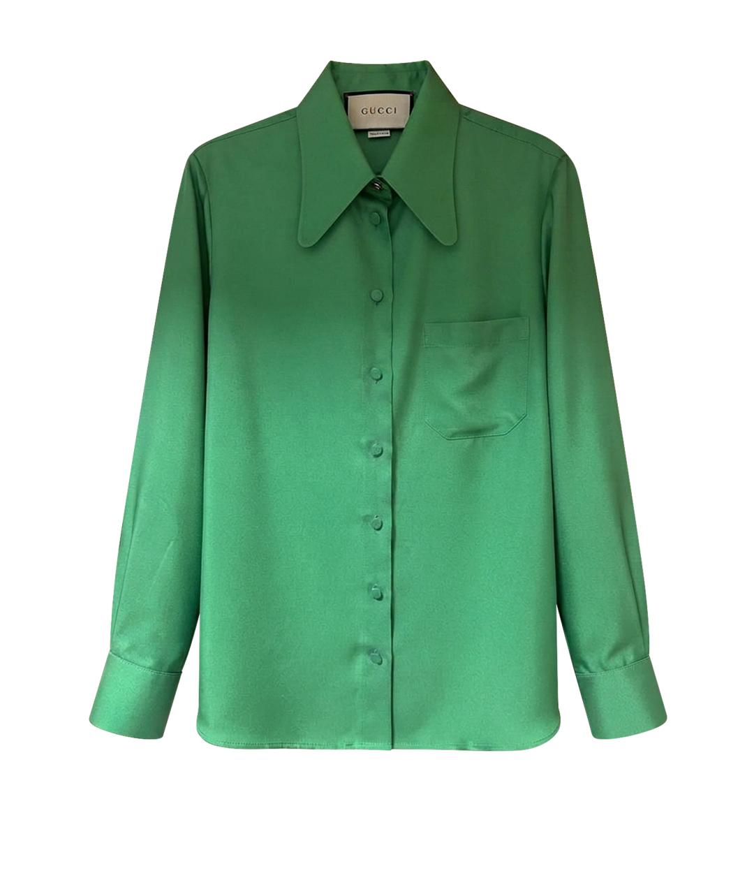 GUCCI Зеленая шелковая блузы, фото 1
