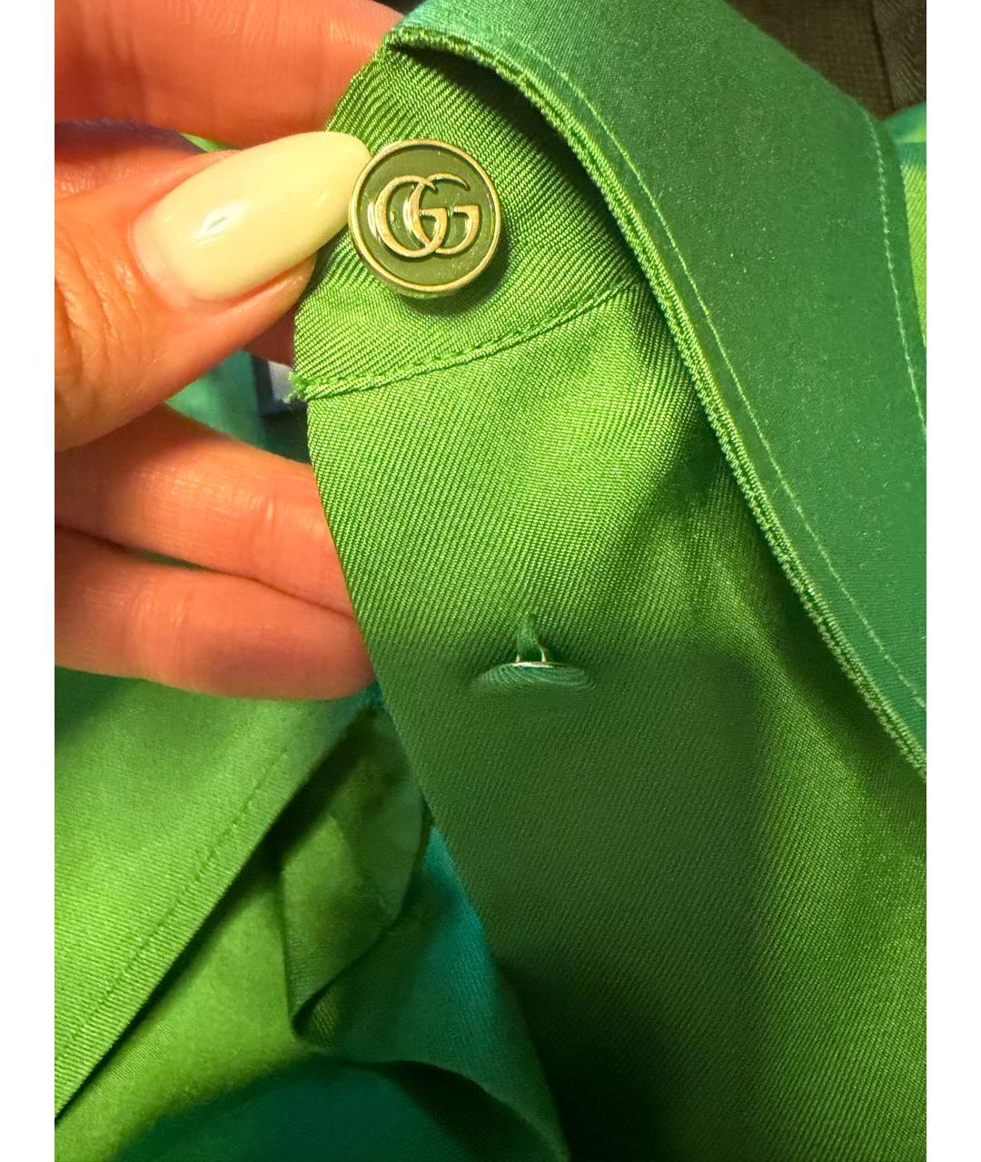 GUCCI Зеленая шелковая блузы, фото 4