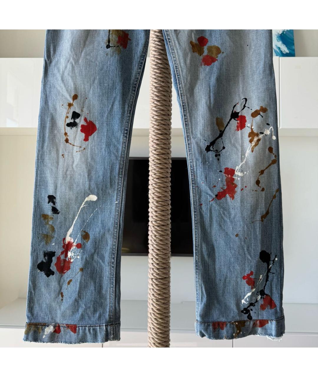 DOLCE&GABBANA Голубые хлопковые прямые джинсы, фото 3