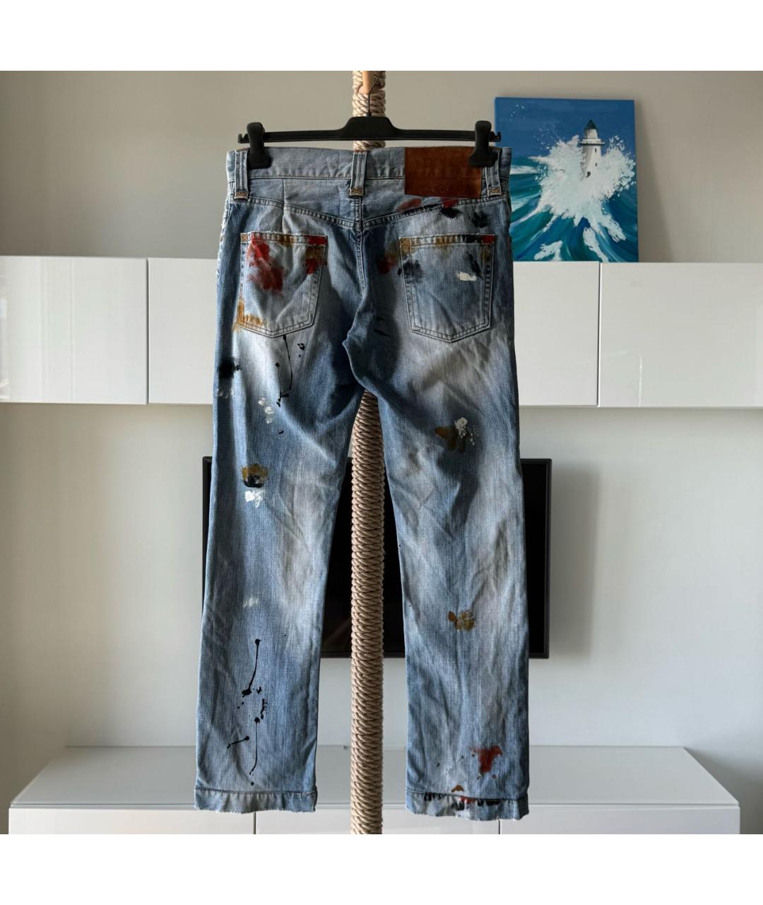 DOLCE&GABBANA Голубые хлопковые прямые джинсы, фото 6