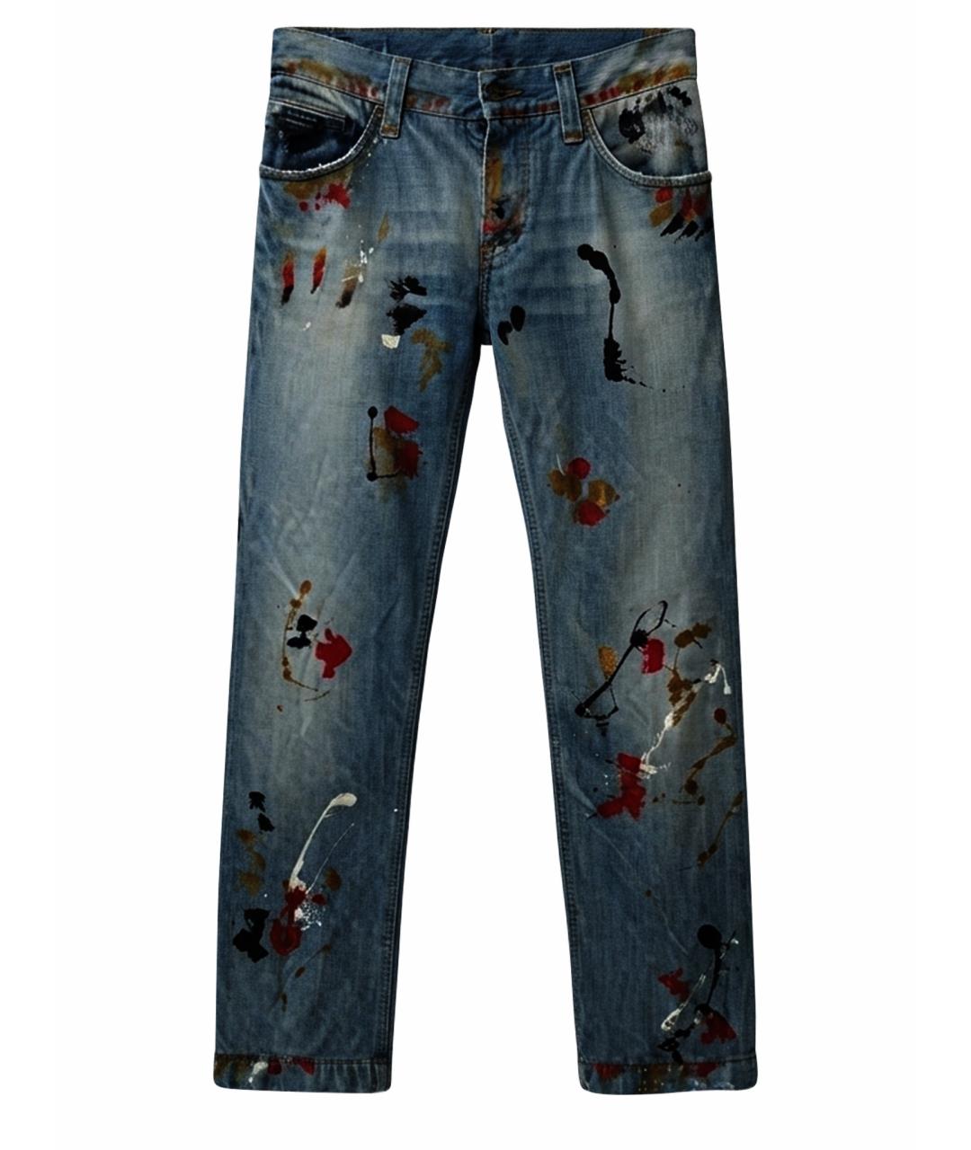DOLCE&GABBANA Голубые хлопковые прямые джинсы, фото 1