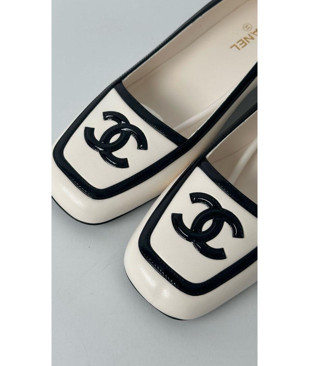 CHANEL Белые кожаные туфли, фото 3