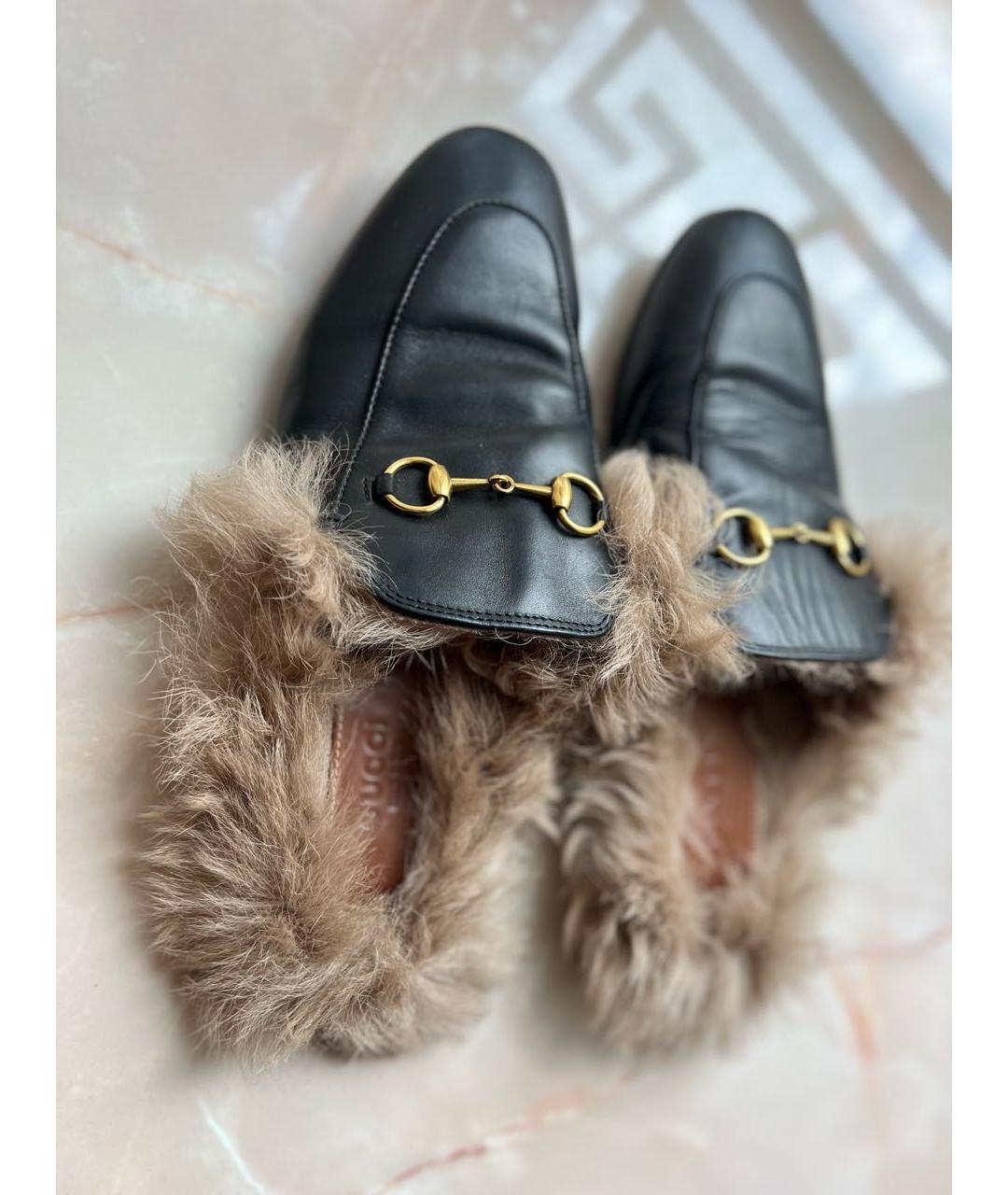 GUCCI Черные кожаные мюли, фото 2