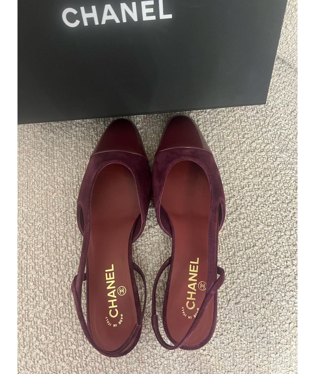 CHANEL Бордовые замшевые туфли, фото 3