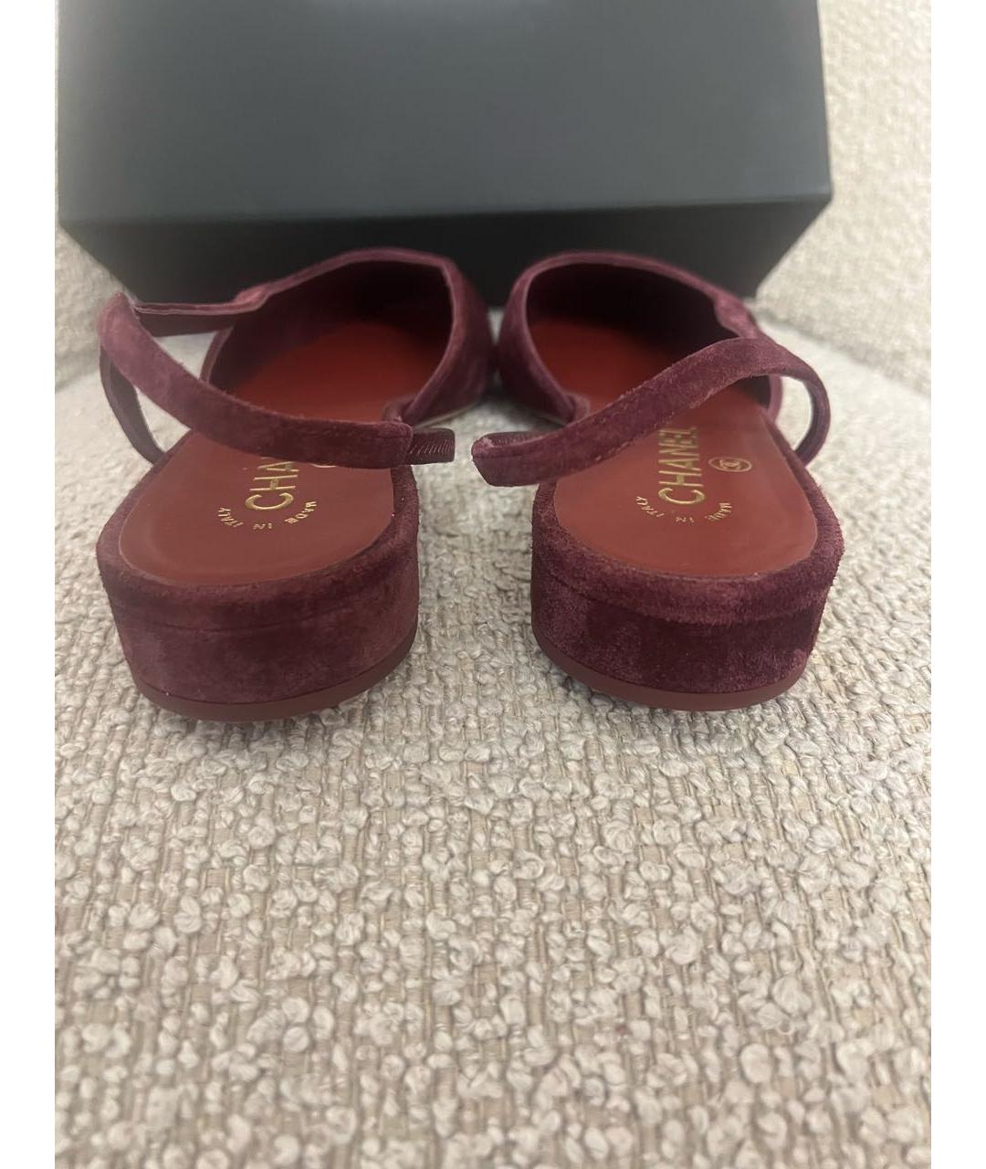 CHANEL Бордовые замшевые туфли, фото 4