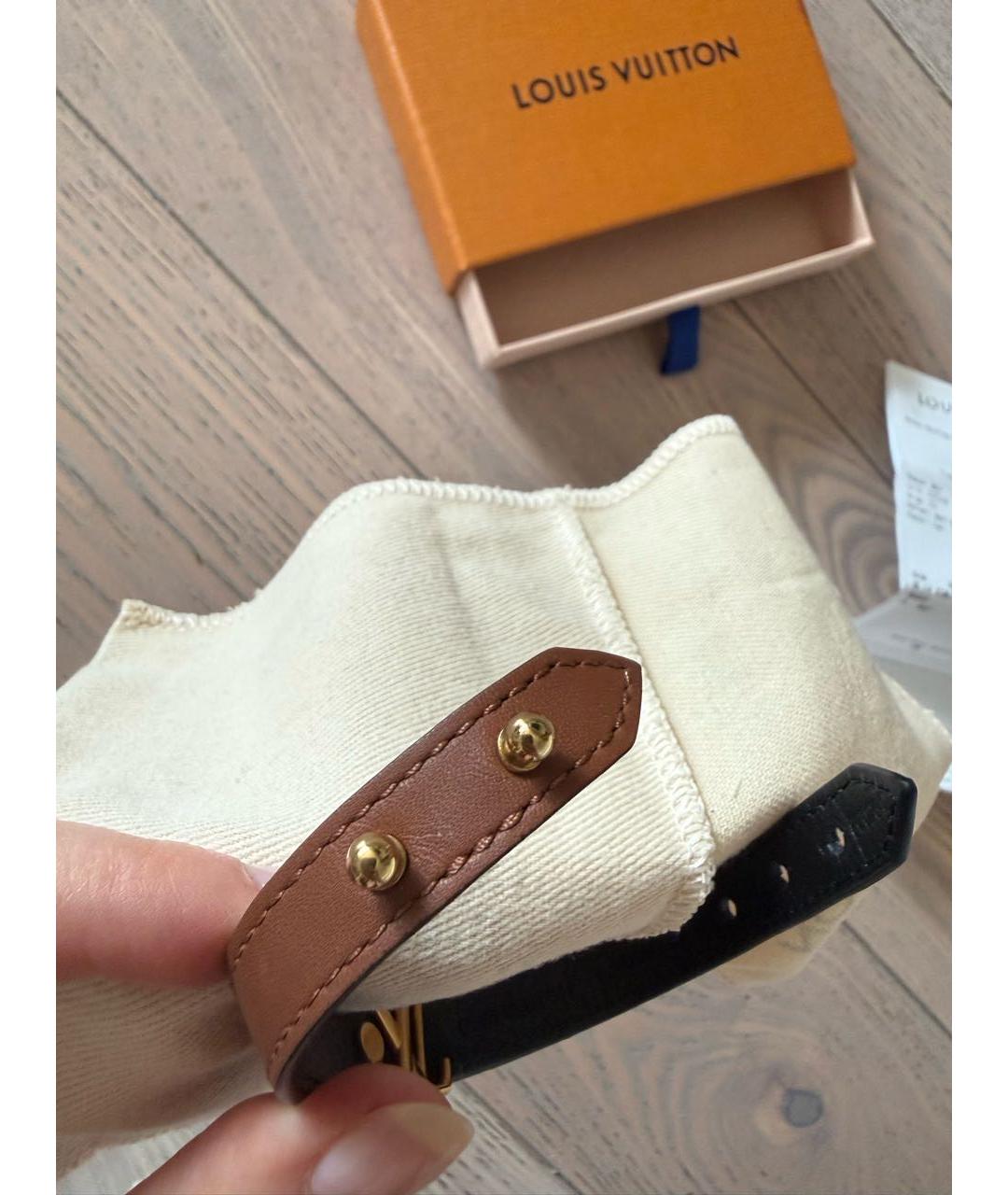 LOUIS VUITTON Коричневый кожаный браслет, фото 4
