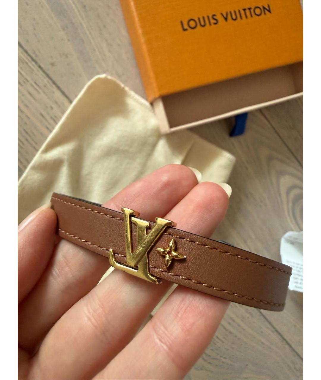 LOUIS VUITTON Коричневый кожаный браслет, фото 9
