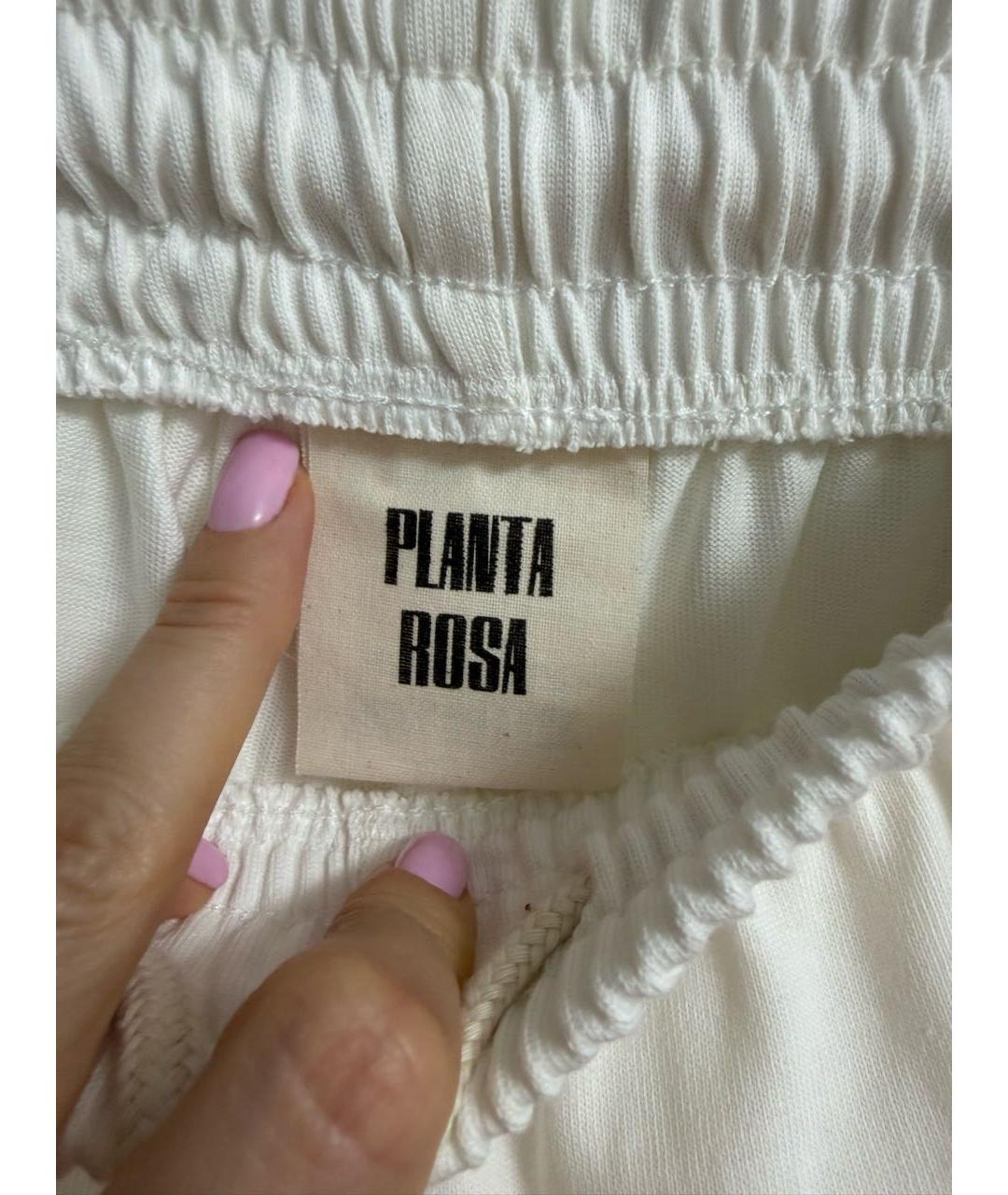 PLANTA ROSA Белые хлопко-эластановые брюки широкие, фото 3